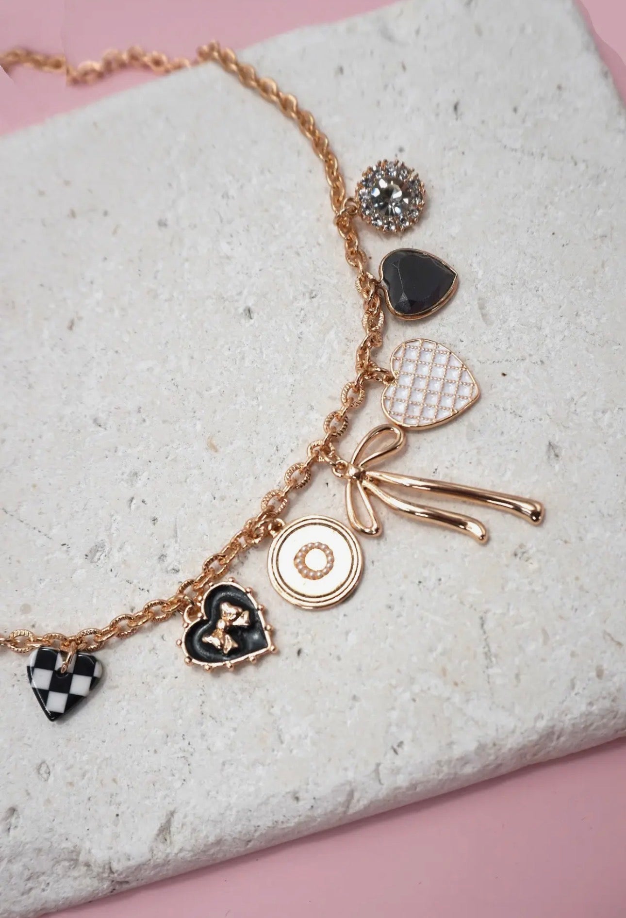 Charm Checker Heart Necklace