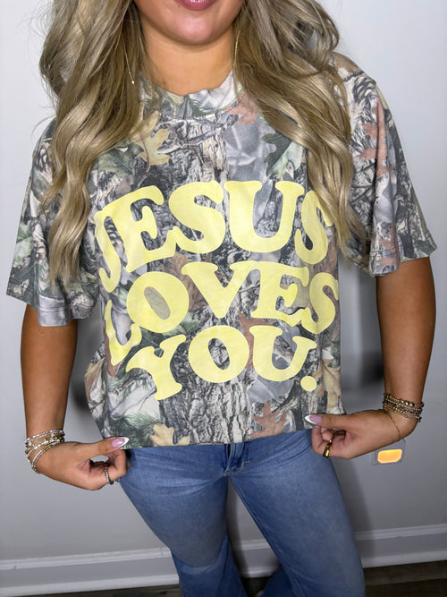 Camo Jesus Loves You Tee