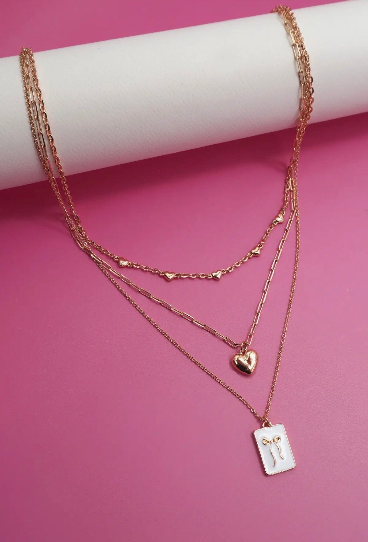 Square Bow Layered Necklace